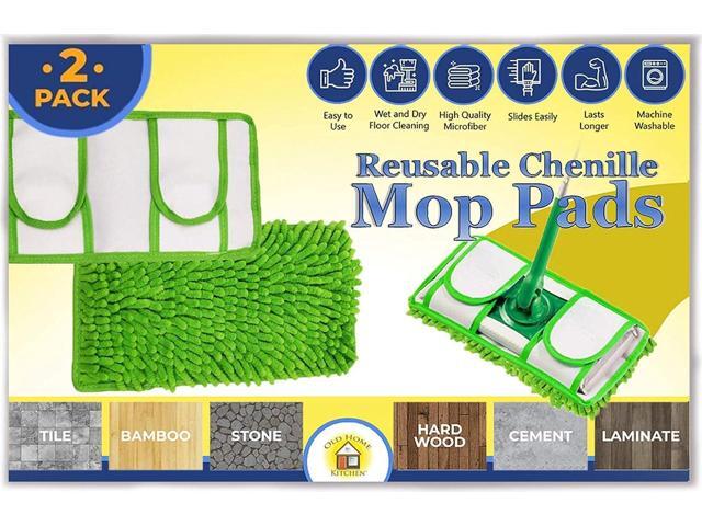 Reusable Chenille Mop Pads Washable Microfiber Pads for Standard Mop Heads Swiffer-Compatible Dry Mops for Dust, Pet Hair, and Spills ...