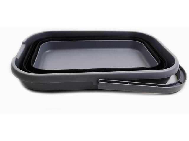 SAMMART 12L (3.17 Gallon) Collapsible Rectangular Handy Bucket (1, Grey/Black)