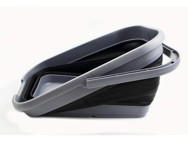SAMMART 12L (3.17 Gallon) Collapsible Rectangular Handy Bucket (1, Grey/Black)