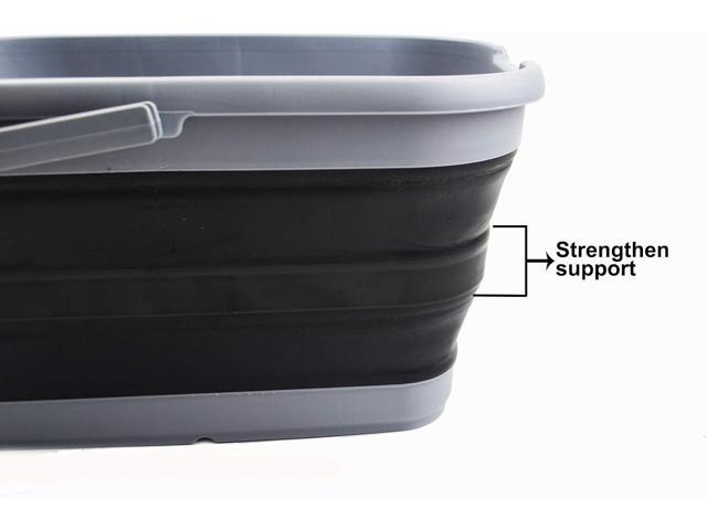 SAMMART 12L (3.17 Gallon) Collapsible Rectangular Handy Bucket (1, Grey/Black)