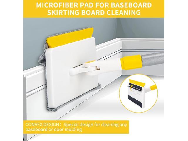 KeFanta Baseboard Cleaner Tool with Handle,55' Extendable Long Handle Wall Cleaner Mop with 4 Reusable Pads,Duster for Cleaning Window Floor...