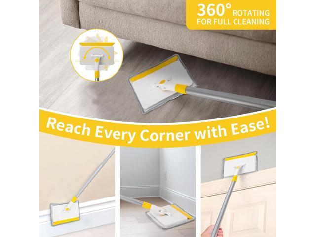 KeFanta Baseboard Cleaner Tool with Handle,55' Extendable Long Handle Wall Cleaner Mop with 4 Reusable Pads,Duster for Cleaning Window Floor...