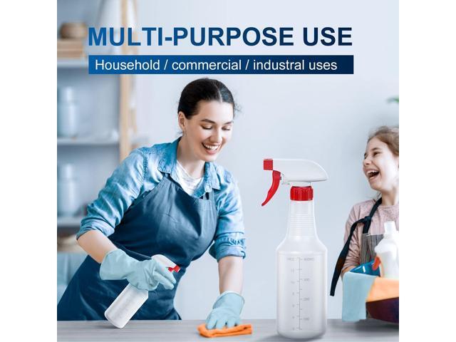 Veco Spray Bottle (5 Pack,16 Oz) with Measurements and Adjustable Nozzle(Mist & Stream Mode), HDPE Plastic Spray Bottles for Cleaning Solution,...