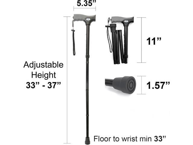 Vaunn Medical Easy Grip Height Adjustable Folding Cane/Walking Stick with Strap/Pouch- Compact, Portable, and Safe Walking Assistant- Non-Slip Grip...