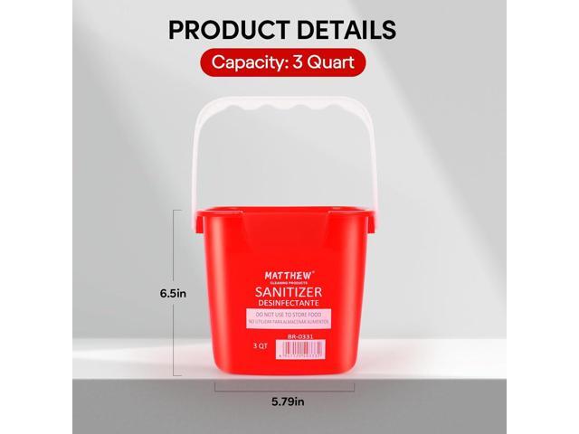 Matthew Red & Green & Blue Detergent and Sanitizing Cleaning Bucket 3 Quart Cleaning Pail,Set of 3 Square Containers,Built-In Spout w/Handle,Wash Rinse...