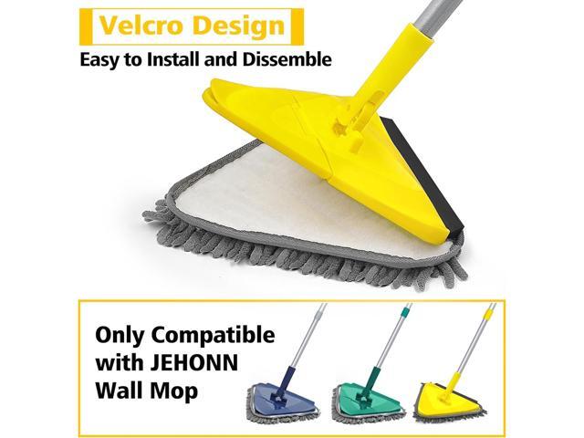 JEHONN Triangle Wall Mop Replacement Heads, 2 PCS Chenille Mop Pads & 2 PCS Microfiber Mop Pads for Wet and Dry Use
