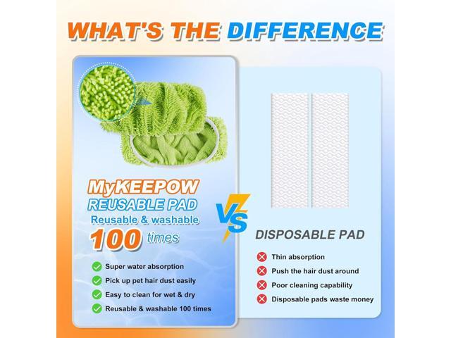 Reusable Mop Pads for Swiffer Sweeper XL Mop, MyKEEPOW Dry Wet XL Sweeping Refill Pads for Floor Cleaning, 3 Pack