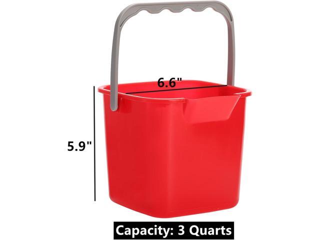 Peohud 4 Pack Sanitizing Buckets, 3 Quart Small Cleaning Pail, Square Detergent Bucket with Spout and Handle for Home, Offices, School, Commercial Use