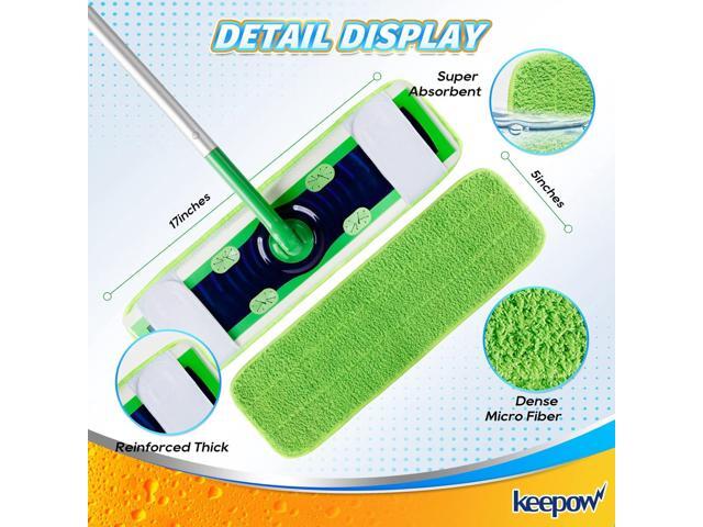 KEEPOW XL Dry Sweeping Cloths for Swiffer XL Sweeper, Reusable & Washable Microfiber Mop Pad Refills, Wet Mopping Cloths for Surface/Hardwood Floor...