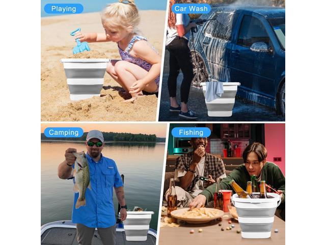 2 Pack 2.6 Gallon(10L) Collapsible Plastic Buckets with Handle Compact Cleaning Square Storage Bucket Portable Water Tub Outdoor Water Pail for...