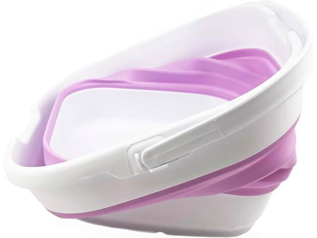 SAMMART 9.5L (2.5 gallon) Collapsible Rectangular Handy Bucket (White/Pale Purple)