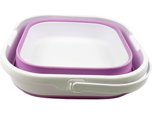 SAMMART 9.5L (2.5 gallon) Collapsible Rectangular Handy Bucket (White/Pale Purple)