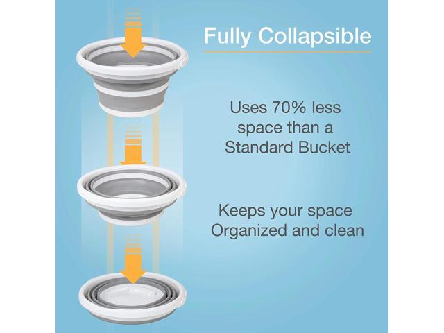 BROOKSTONE, Slim Collapsible Bucket for Mopping, 2.6 Gallons (10L), Home Mop Cleaning or Car Washing, Fishing, or Camping, with Smart Space Saving...