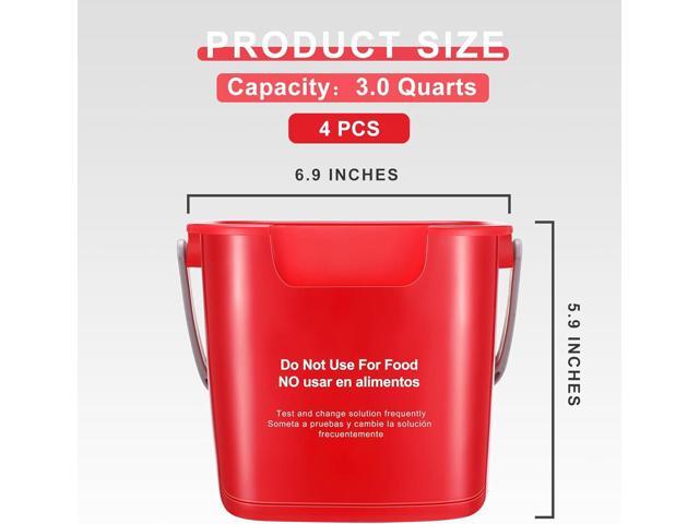 Yaomiao 4 Pcs Cleaning Bucket 3 Quart Small Sanitizing Square Bucket Detergent Pail with Measurements Spout and Handle for Home Commercial Use...