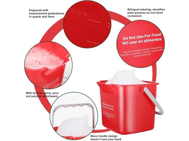 Yaomiao 4 Pcs Cleaning Bucket 3 Quart Small Sanitizing Square Bucket Detergent Pail with Measurements Spout and Handle for Home Commercial Use...