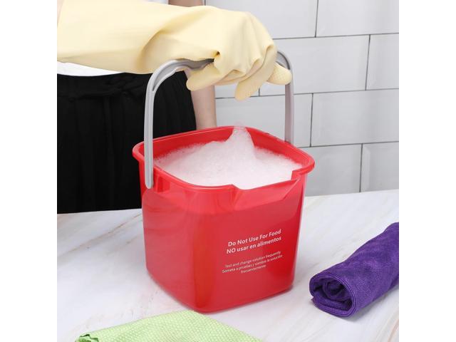 Yaomiao 4 Pcs Cleaning Bucket 3 Quart Small Sanitizing Square Bucket Detergent Pail with Measurements Spout and Handle for Home Commercial Use...