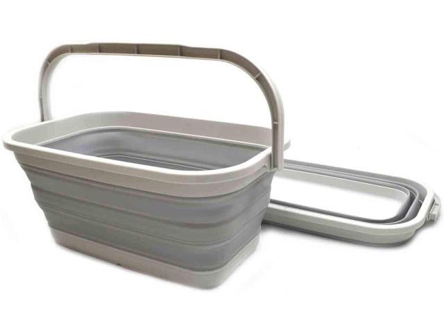 SAMMART Set of 2-11.6L (3.06 Gallon) Collapsible Rectangular Handy Basket/Bucket (Grey, 2)