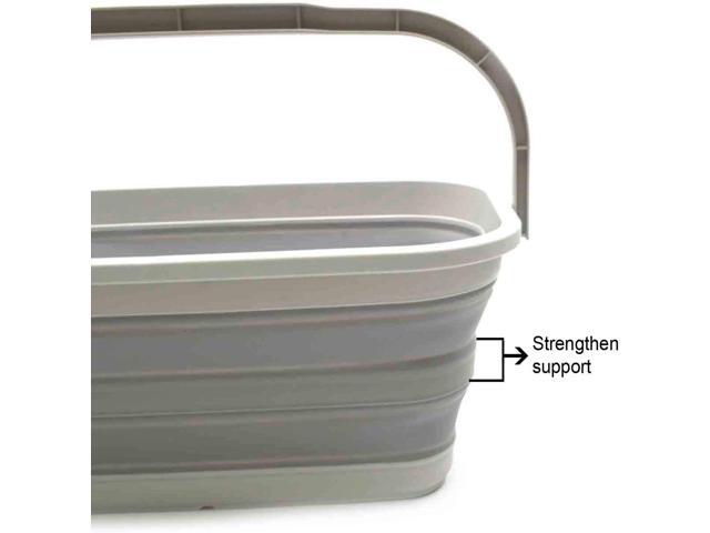 SAMMART Set of 2-11.6L (3.06 Gallon) Collapsible Rectangular Handy Basket/Bucket (Grey, 2)