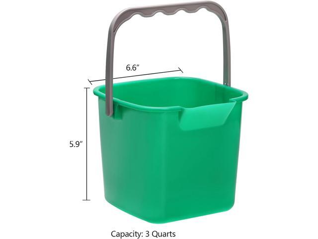 Peohud 4 Pack Sanitizing Buckets, 3 Quart Small Cleaning Buckets, Square Detergent Pail with Spout and Handle, Plastic Utility Bucket for Home...