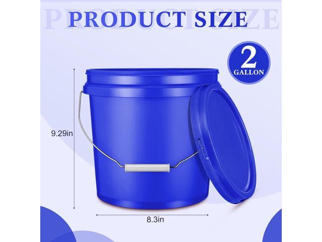 6 Pcs 2 Gallon Plastic Bucket Pail Container with Lid Heavy Duty Reusable Water Bucket with Metal Handle for Storage Ice(Dark Blue)