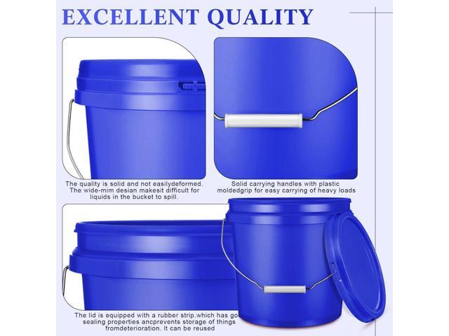 6 Pcs 2 Gallon Plastic Bucket Pail Container with Lid Heavy Duty Reusable Water Bucket with Metal Handle for Storage Ice(Dark Blue)