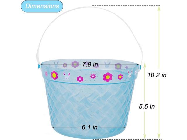 Zcaukya Easter Buckets, 3 Packs Clear Plastic Kids Easter Baskets with Handles, Empty Plastic Easter Pails for Easter Egg Hunt Party Favors, Green,...