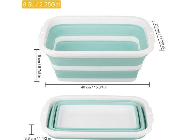 2 Pack Collapsible Bucket with 2.25 Gal / 8.5L Each, Plastic Tub, Portable Wash Basin for Home and Garden, Foldable Camp Sink with Upgrade...