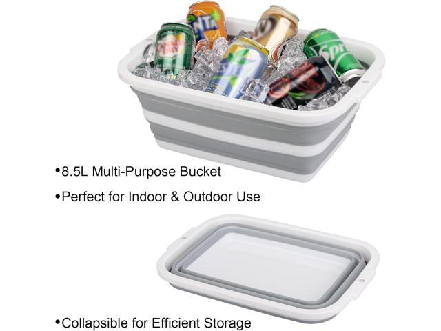 2 Pack Collapsible Bucket with 2.25 Gal / 8.5L Each, Plastic Tub, Portable Wash Basin for Home and Garden, Foldable Camp Sink with Upgrade...