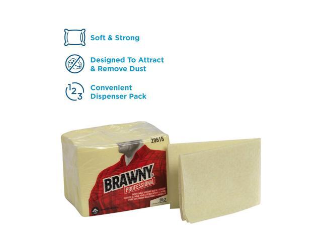 Brawny Yellow 1/8 Fold Disposable Dusting Cloth by GP PRO (Georgia-Pacific), 24' Length x 17' Width, 29616 (Case of 4 Packs, 50 Cloths per Pack)