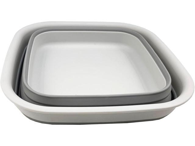 SAMMART 8L (2.1 Gallon) Collapsible Tub - Foldable Dish Tub - Portable Washing Basin - Space Saving Plastic Washtub (Grey)
