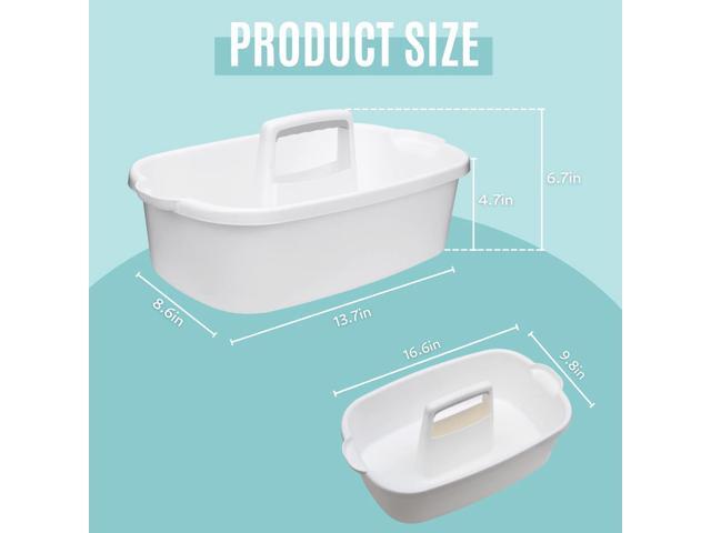 Cleaning Caddy Organizer with Handle, White Plastic Bucket for Cleaning Supplies Products, Cleaning Tool Storage Tote, 2 Pack