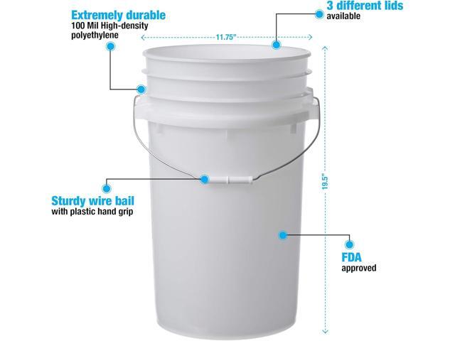 Letica Premium 7 Gallon Bucket, HDPE, Natural, 6 Pack