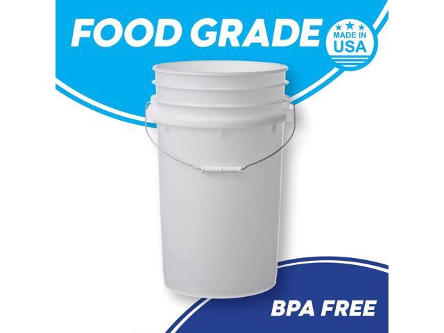 Letica Premium 7 Gallon Bucket, HDPE, Natural, 6 Pack
