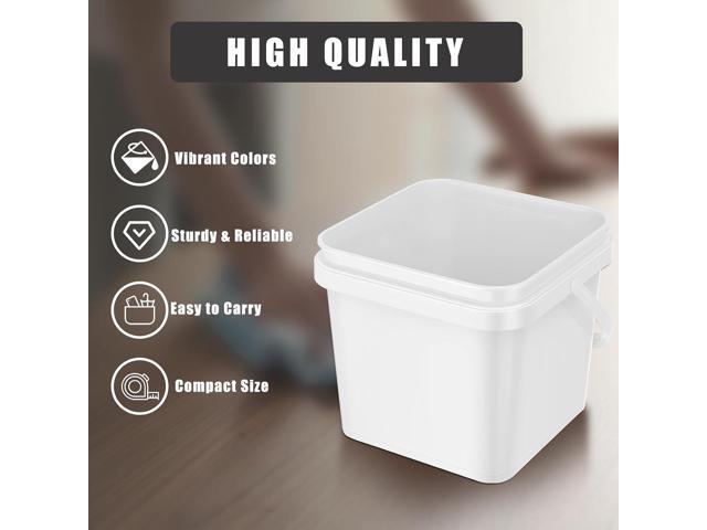Mifoci 4 Pcs Plastic Bucket 5 Quart Square Cleaning Bucket Utility Small Pail with Handle for House Cleaning Storage Livestock Feeding Car Washing...