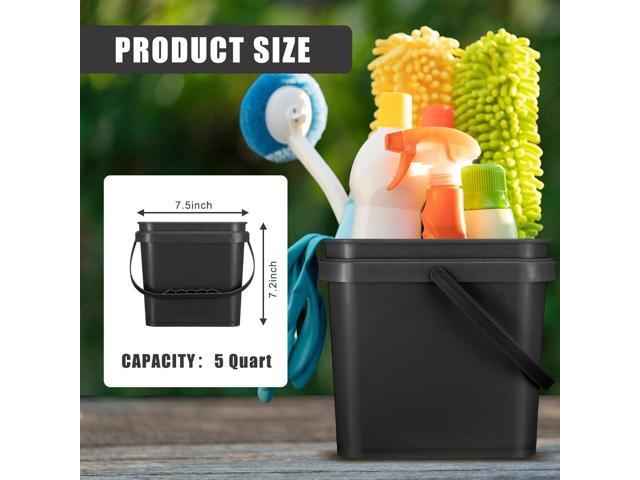 Mifoci 4 Pcs Plastic Bucket 5 Quart Square Cleaning Bucket Utility Small Pail with Handle for House Cleaning Storage Livestock Feeding Car Washing...