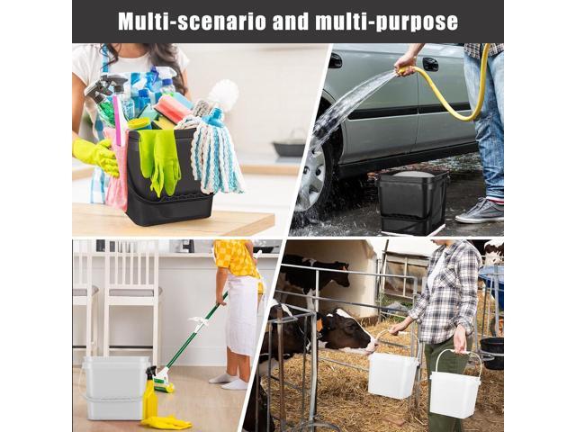 Mifoci 4 Pcs Plastic Bucket 5 Quart Square Cleaning Bucket Utility Small Pail with Handle for House Cleaning Storage Livestock Feeding Car Washing...