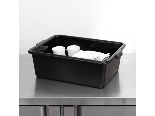 Restaurantware TUB ONLY: RW Clean 22 Inch x 15.7 Inch Bus Tub 1 Deep Bus Box - Lid Sold Separately With Handles Black Plastic Restaurant Tub...