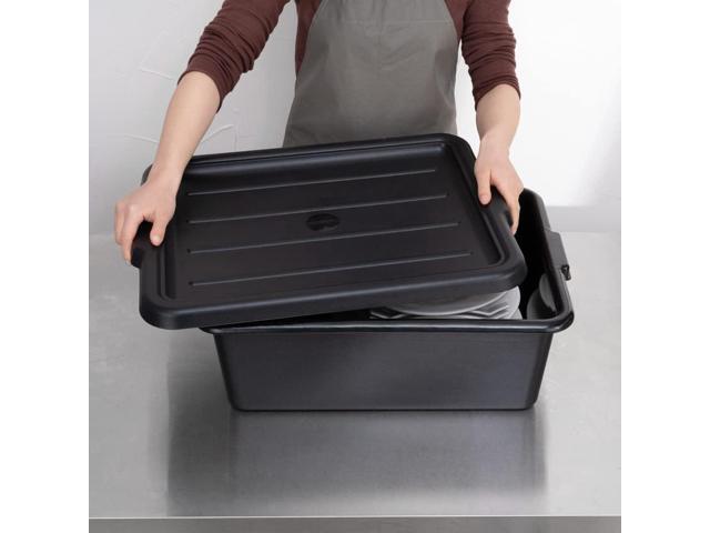 Restaurantware TUB ONLY: RW Clean 22 Inch x 15.7 Inch Bus Tub 1 Deep Bus Box - Lid Sold Separately With Handles Black Plastic Restaurant Tub...