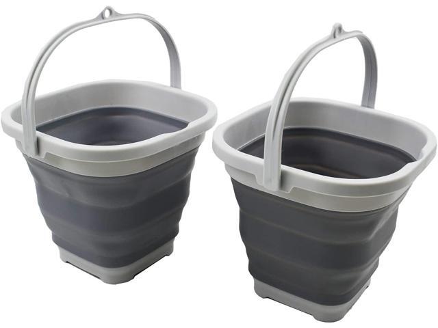 SAMMART 2.6L (0.68 Gallon) Super Mini Sqare Collapsible Plastic Bucket - Foldable Square Tub - Portable Fishing Water Pail - Space Saving Outdoor...