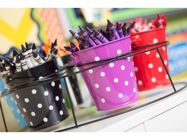 Teacher Created Resources Buckets Set, Set of 6, Black Polka Dots (TCR6059)
