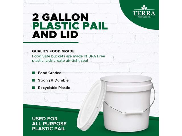 White Pails and Lids - Heavy Duty Buckets for Storage - Economical, Durable and Easy to Use (2Gallon 5Pack)