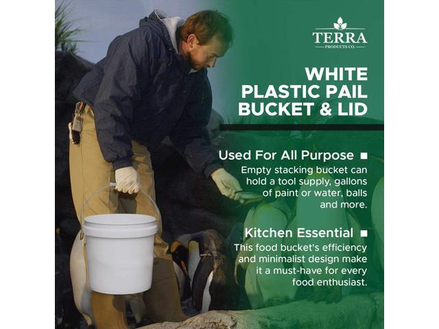 White Pails and Lids - Heavy Duty Buckets for Storage - Economical, Durable and Easy to Use (2Gallon 5Pack)