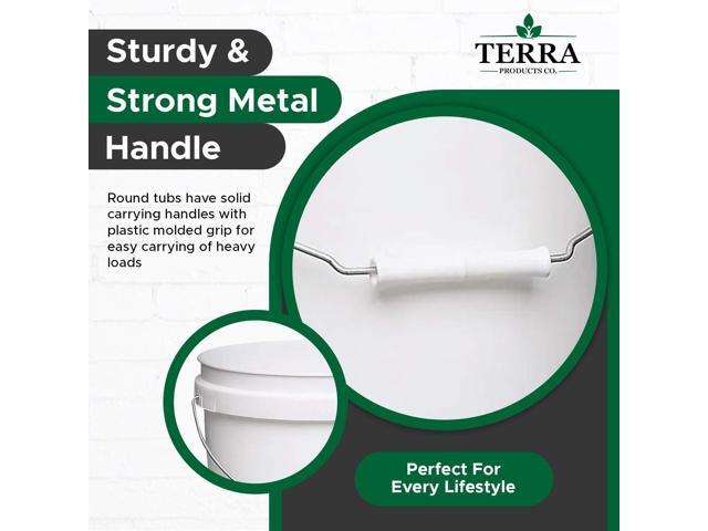 White Pails and Lids - Heavy Duty Buckets for Storage - Economical, Durable and Easy to Use (2Gallon 5Pack)