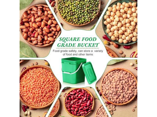 Mumufy 5 Pcs 3.5 Gallon Square Food Grade Bucket Square Bucket with Lid Food Square Grade Bucket Pail with Plastic Handle and Lid Square Buckets...