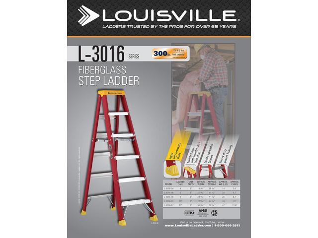 Louisville Ladder 4-Foot Fiberglass Step Ladder, 300-Pound Load Capacity, Type IA, L-3016-04