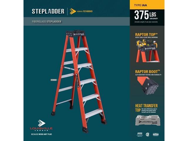Louisville Ladder 8-Foot Fiberglass Step Ladder, 375-Pound Load Capacity, Type IAA, FS1408HD