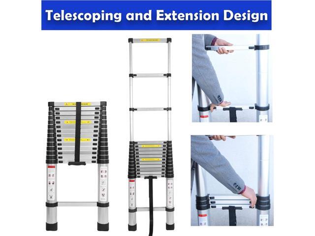 20ft Extension Ladder Aluminum DIY Telescoping Ladder for Home Trade Indoor Outdoor, Non-Slip Rubber Feet 15 Steps Height Adjustable 330lbs Max...