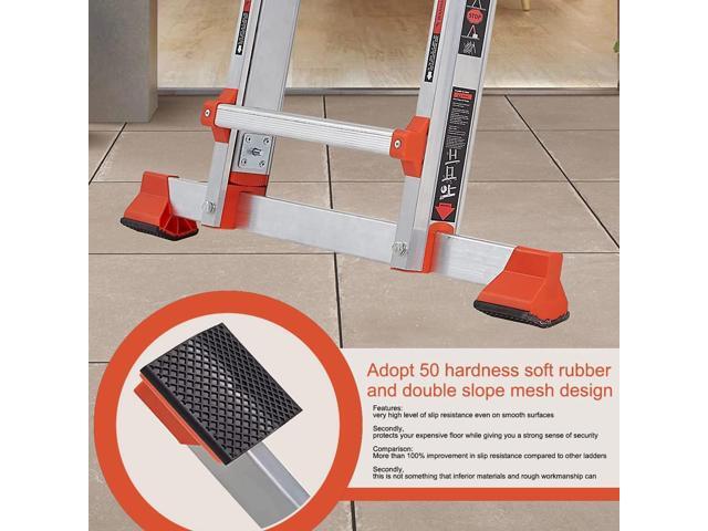 Ladder, A Frame 4 Step Ladder Extension, 14 FT Anti-Slip Multi Position & Storage Folding Ladder, 330 lbs Security Load Telescoping Aluminum...