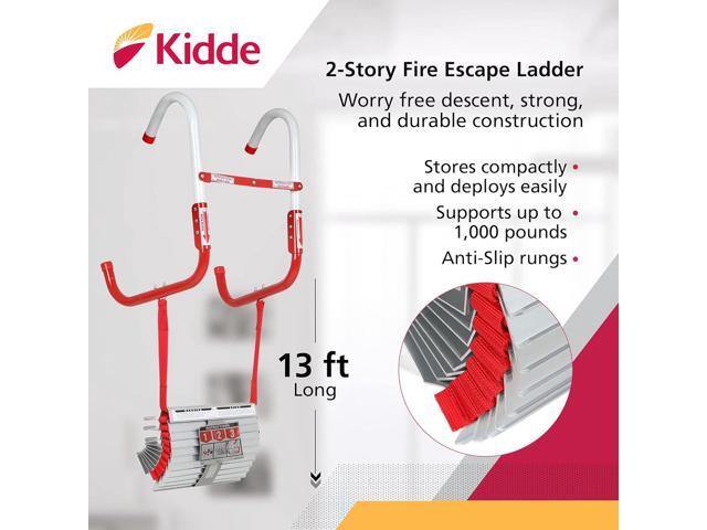 Kidde Fire Escape Ladder, 2-Story Rope Ladder, Extends to 13-Feet, Anti-Slip Rungs