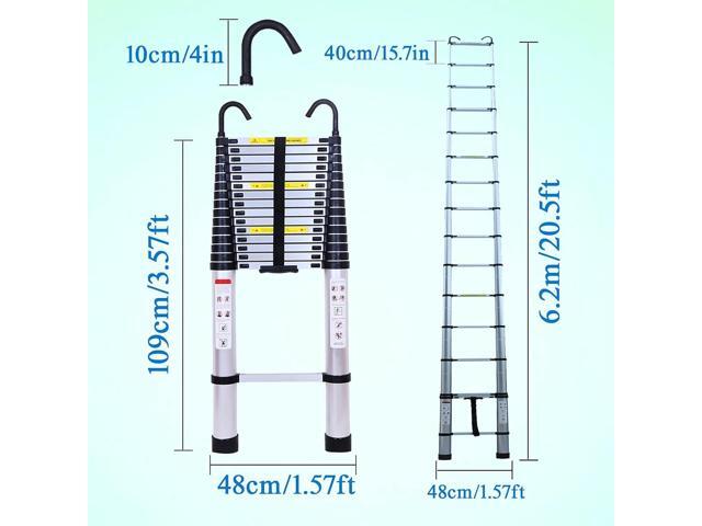 Telescoping Ladder 20.5ft Aluminum Telescopic Extension Ladder Extendable Ladders with 2 Detachable Hooks Portable Lightweight Safety Lock Design...